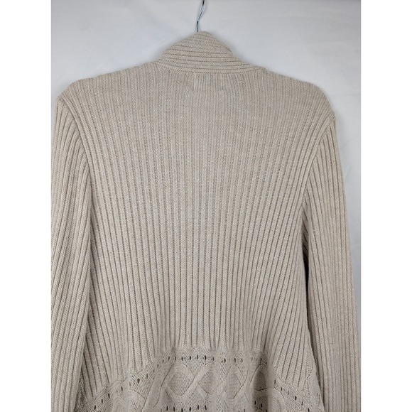 OSO CASUALS Beige Tan Cable Knit Duster Cardigan Sweater Y2K Grunge Indie Sleaze - Picture 6 of 9